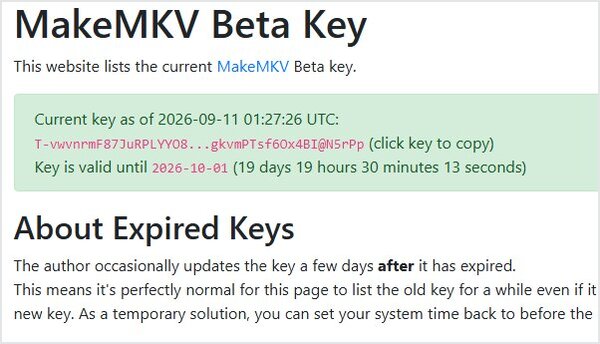 MakeMKV Beta Keyを入手