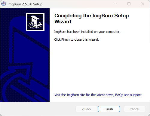 ImgBurnのインストールが完了