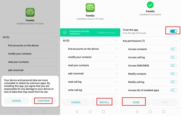 Install FoneGo Peemission on your Android
