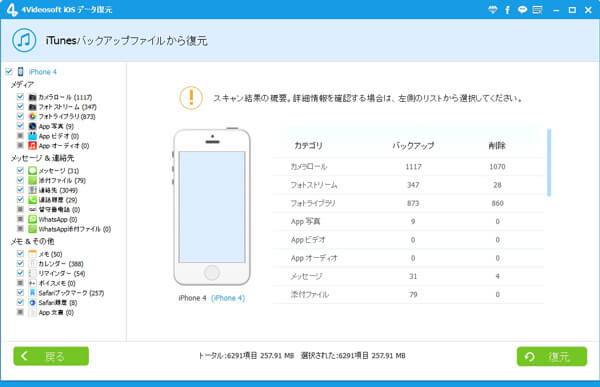 データをスキャンと復元