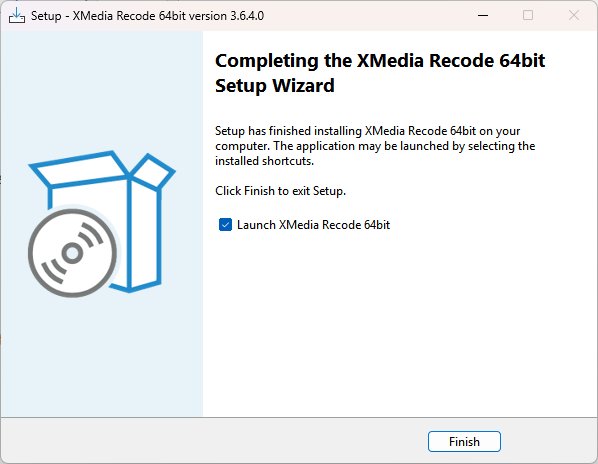 XMedia Recodeのインストールが完了